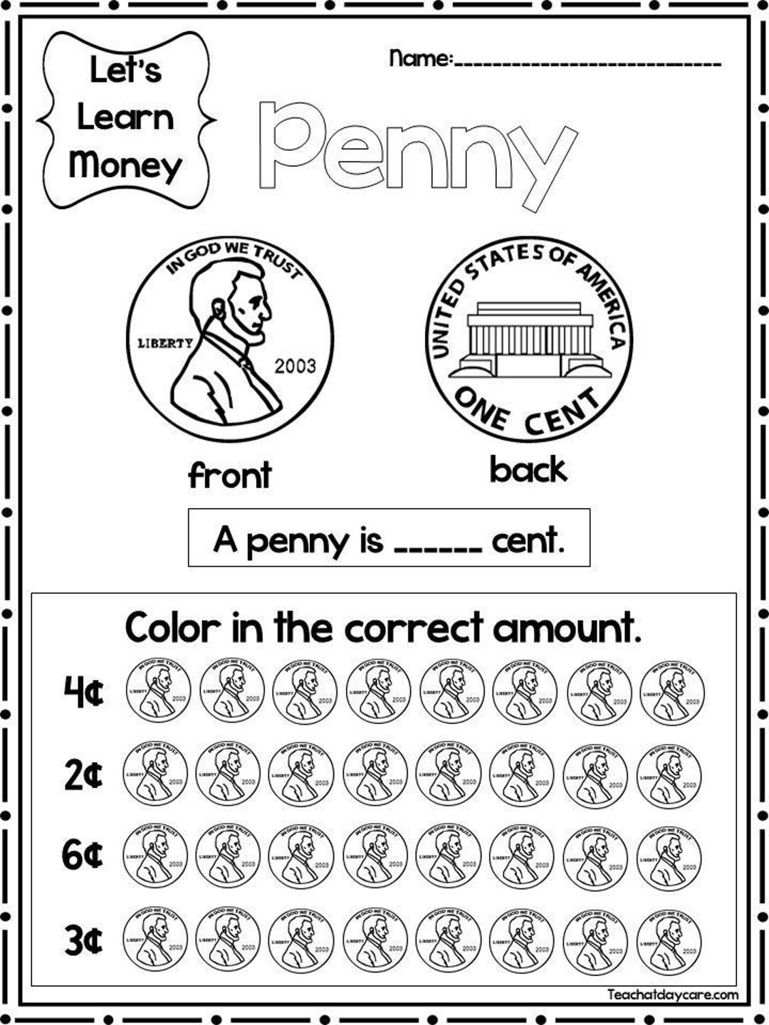 12 Printable Let s Learn Money Worksheets Kdg 2nd Grade Math Etsy