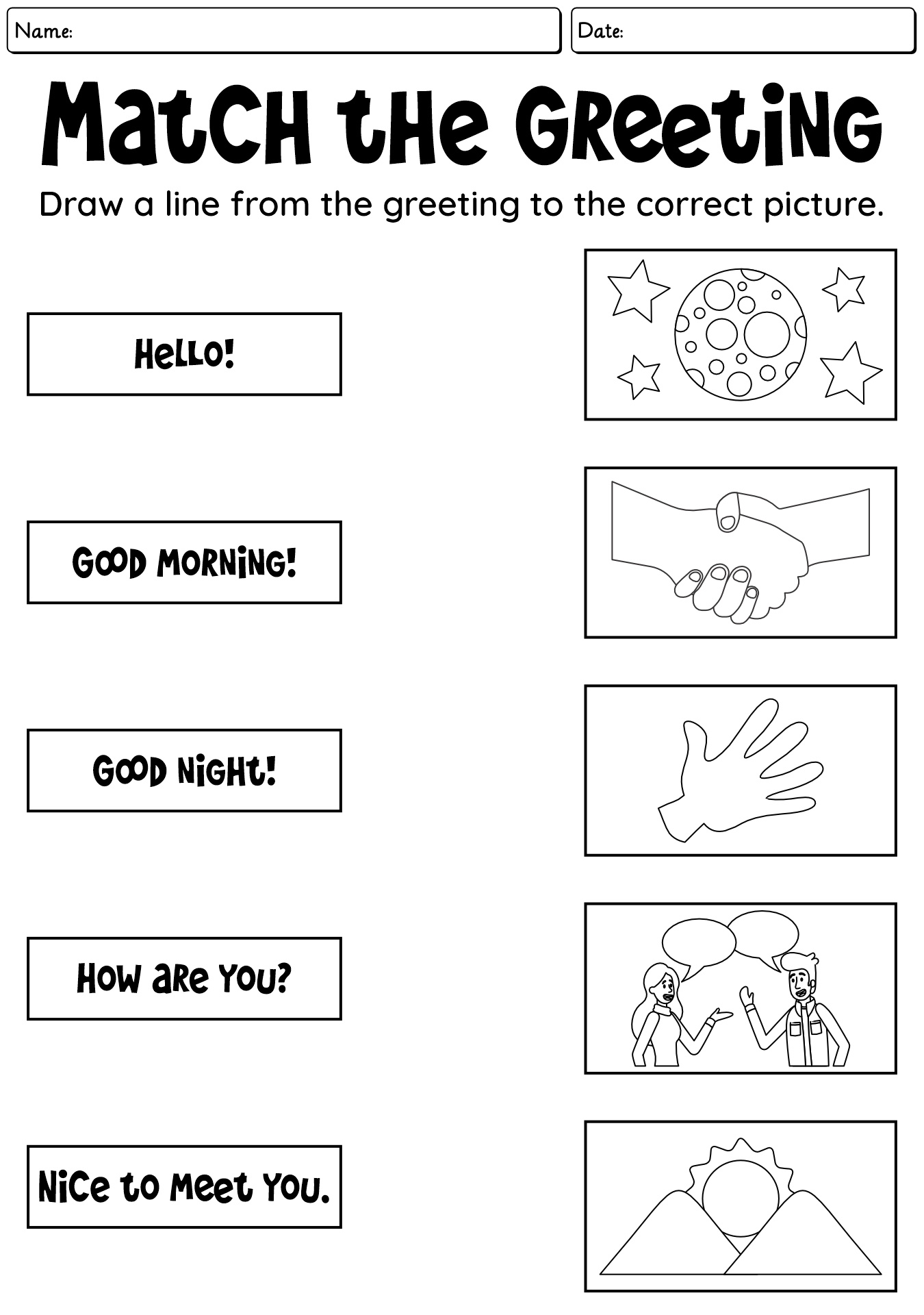 Printable Greetings Worksheet
