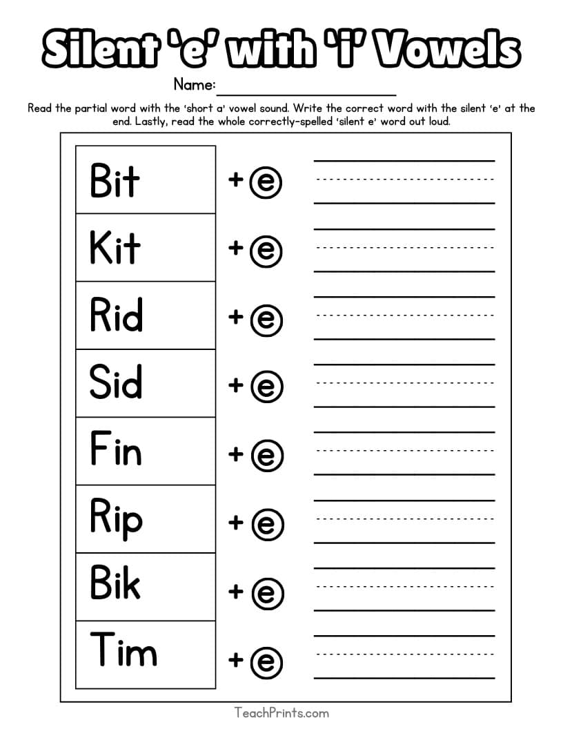 13 Silent E Worksheets Free PDF Printables Teach Prints
