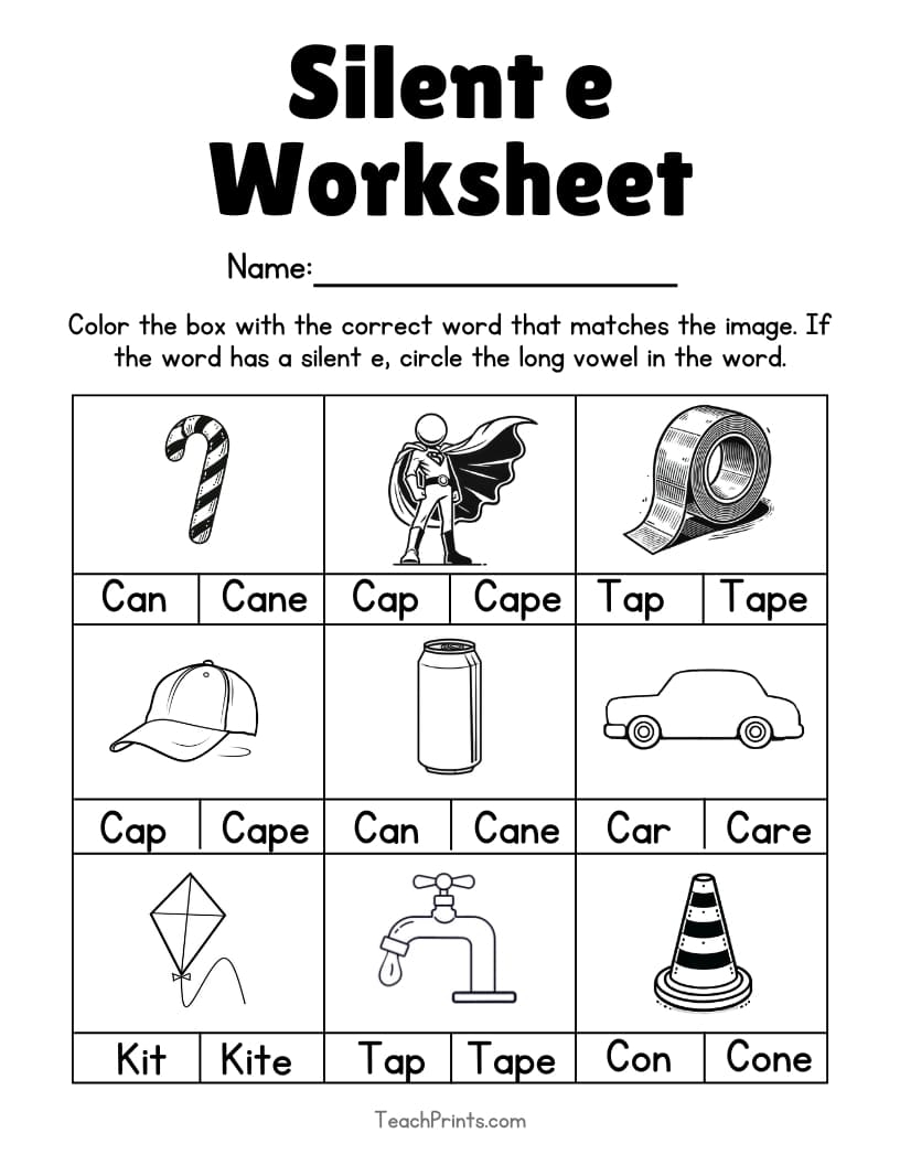 Free Printable Long Vowel E Worksheets