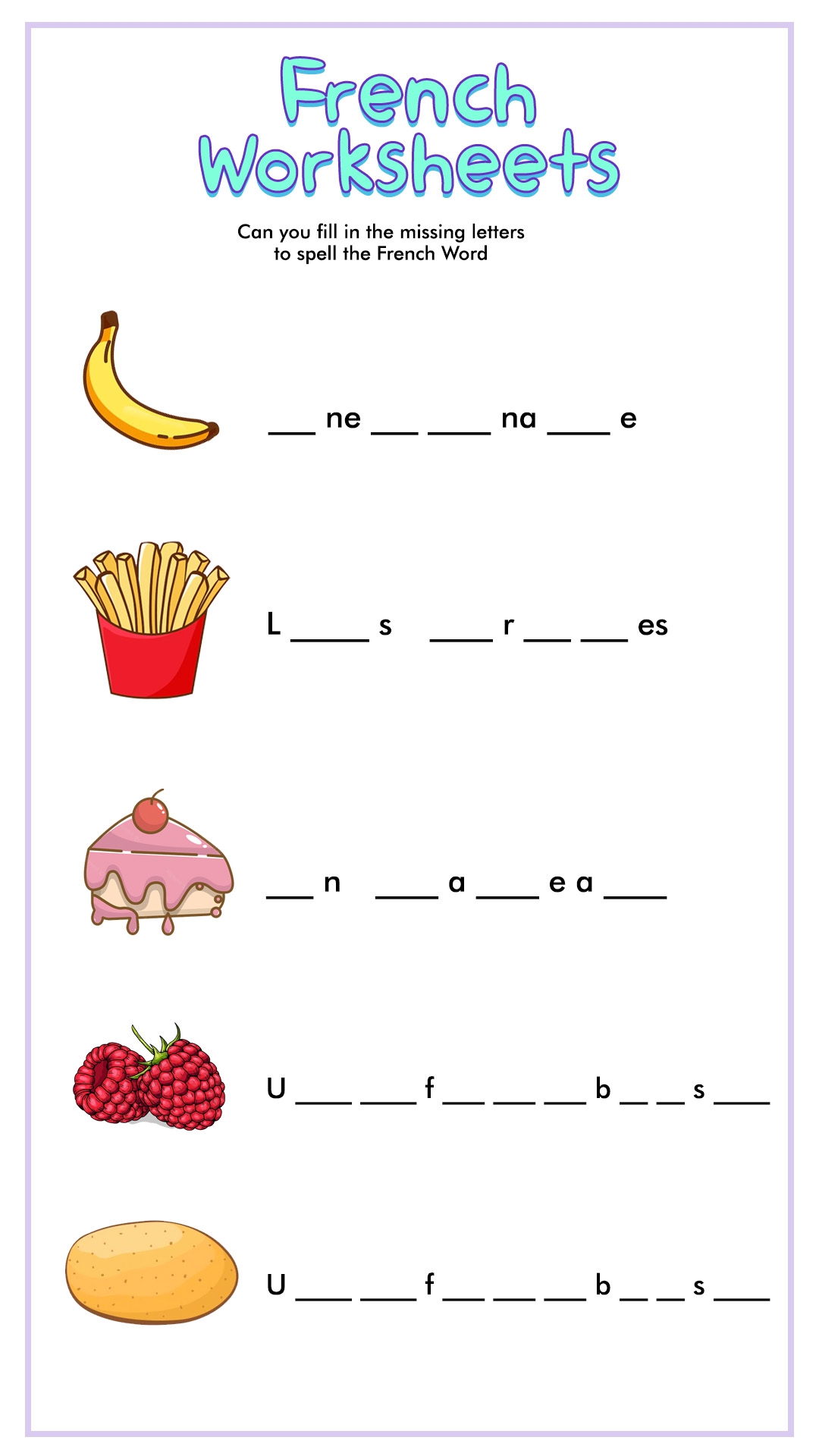 14 Printable Worksheets For French Food Free PDF At Worksheeto
