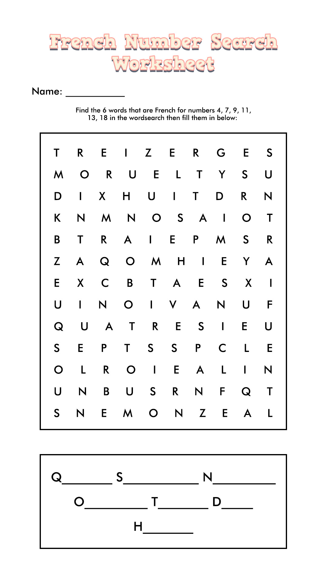 Printable French Food Worksheet