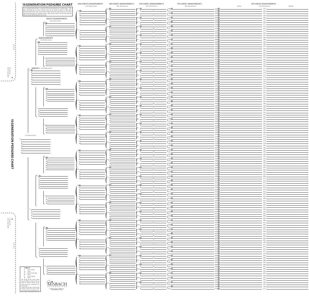 15 Generation Pedigree Chart Blank Genealogy Forms For Family History Ancestry EBay