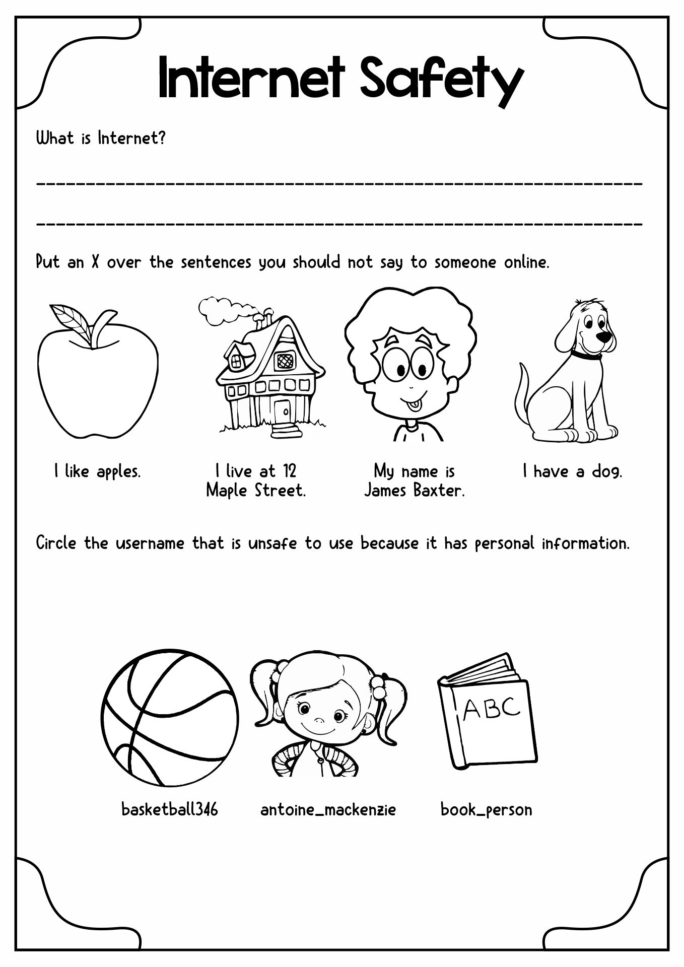 17 Personal Safety Worksheets Internet Safety For Kids Online Worksheets Library