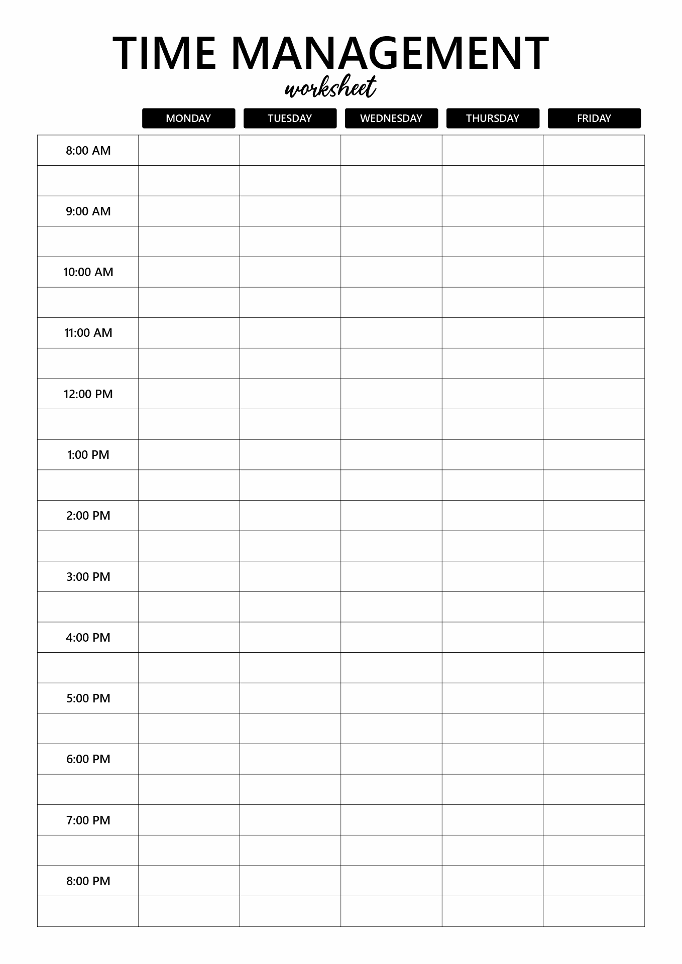 18 Time Management Schedule Worksheets Free PDF At Worksheeto