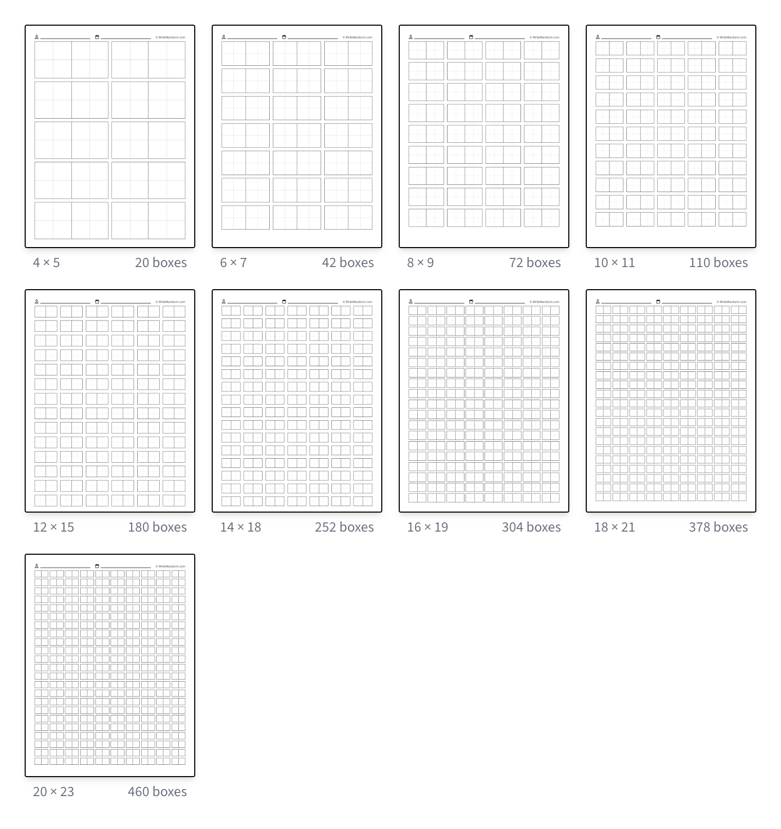 188 Printable Chinese Character Practice Writing Grids WriteMandarin