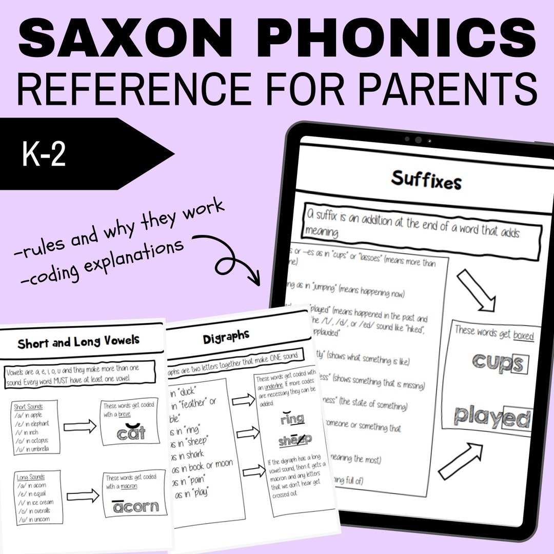 1st Grade Saxon Phonics Parent Guide For Coding And Rules Phonics Rules ELA Teaching Guide Parent Helper Homework Helper Etsy