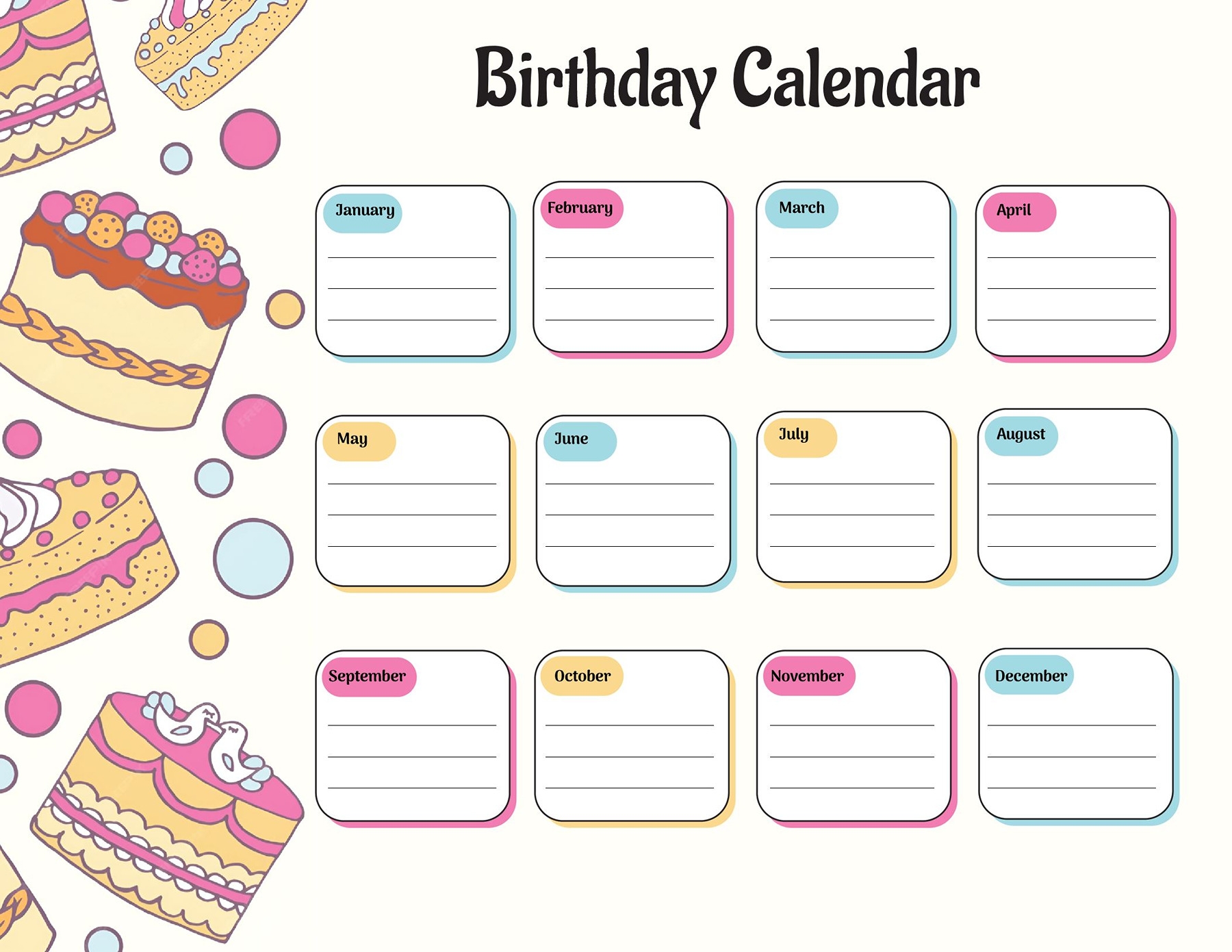 20 Free Birthday Calendar Templates 100 Editable 