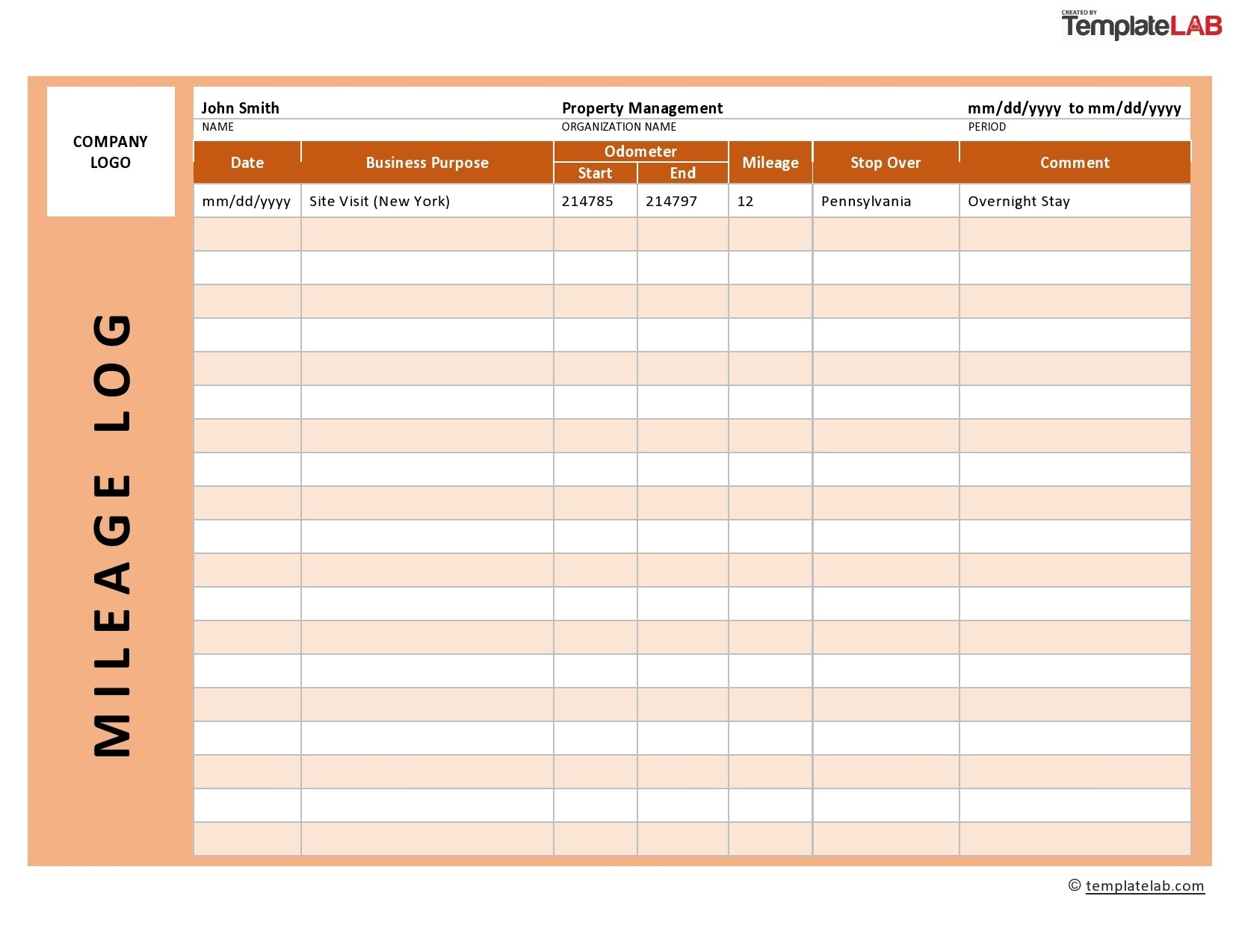 20 Printable Mileage Log Templates Free TemplateLab