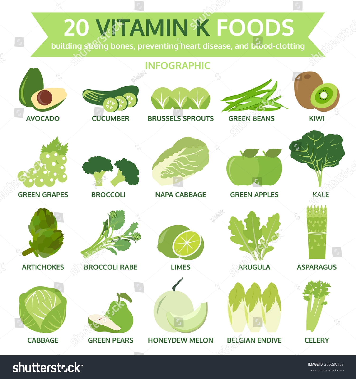 20 Vitamin K Foods Info Graphic Stock Vector Royalty Free 350280158 Shutterstock