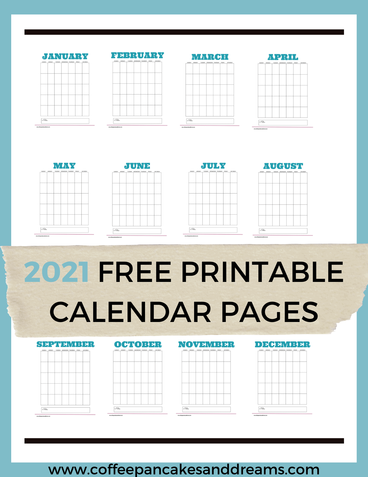 2021 Free Printable Calendar Pages DIY Calendar Clipboard Idea Organize By Dreams