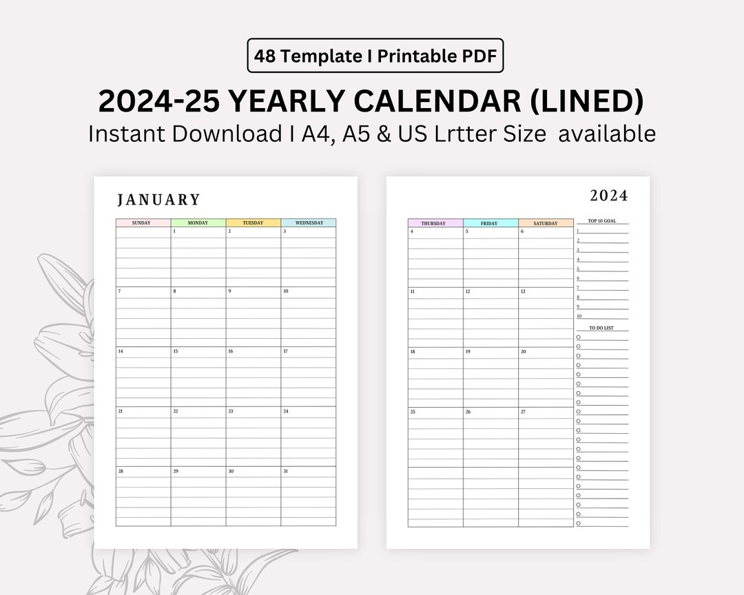 Lined Printable Calendar