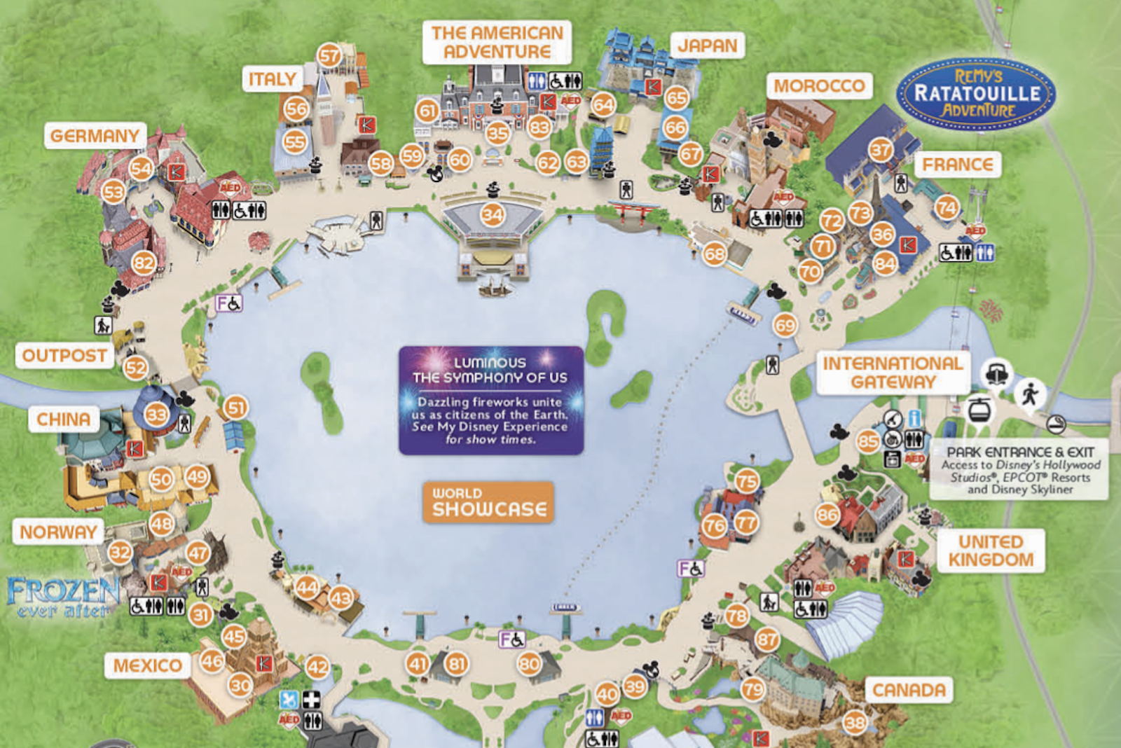 2025 EPCOT Map Of Disney World Printable PDF Details