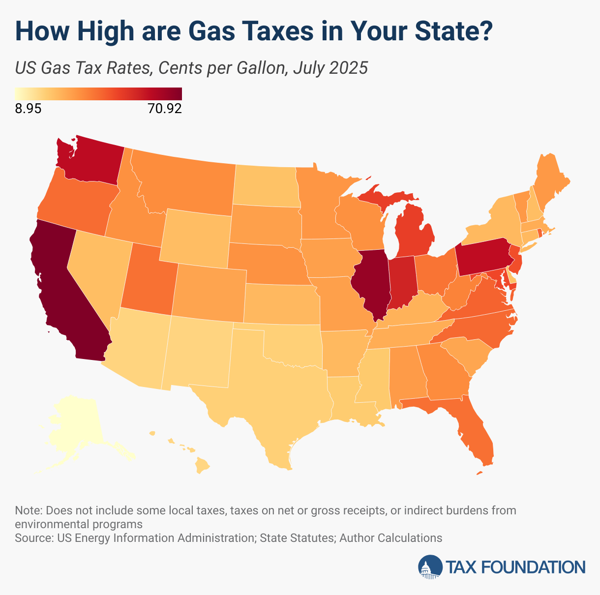 2025 Gas Taxes By State Fuel Taxes Map Tax Foundation