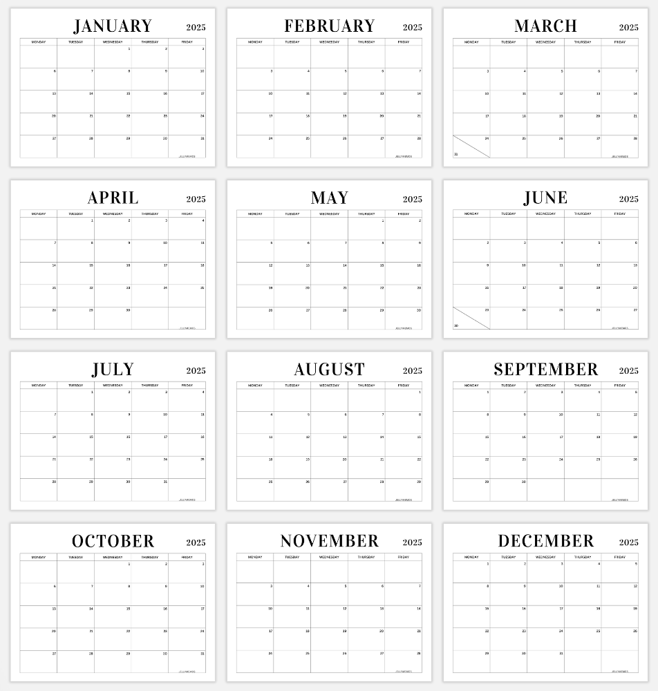 Free Printable Monday Through Friday Calendar