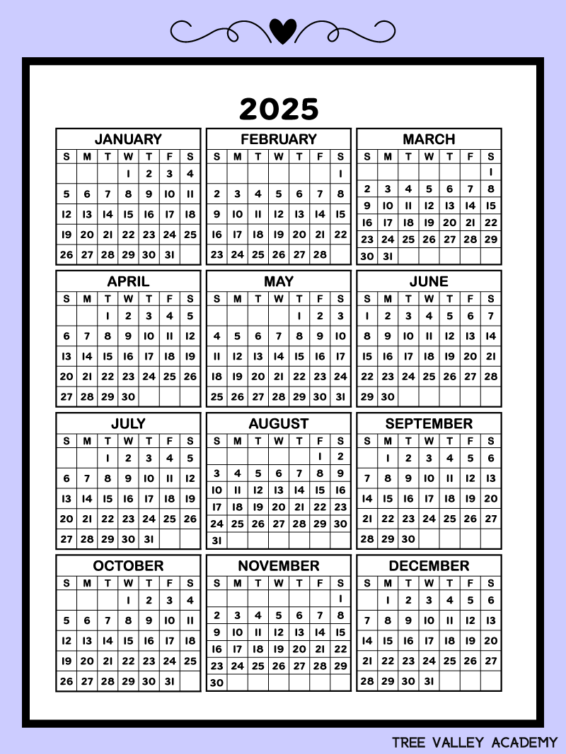 2025 Printable One Page Calendar Kids Calendar Worksheets