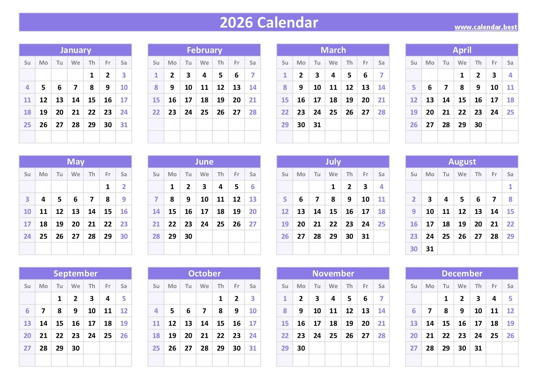 Calendar 2026 Printable Pdf Free Download Calendar 2026 Printable Pdf Free Download
