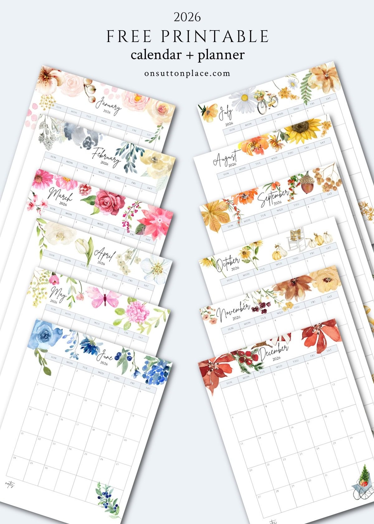 2026 Free Printable Calendar With Planner Pages On Sutton Place