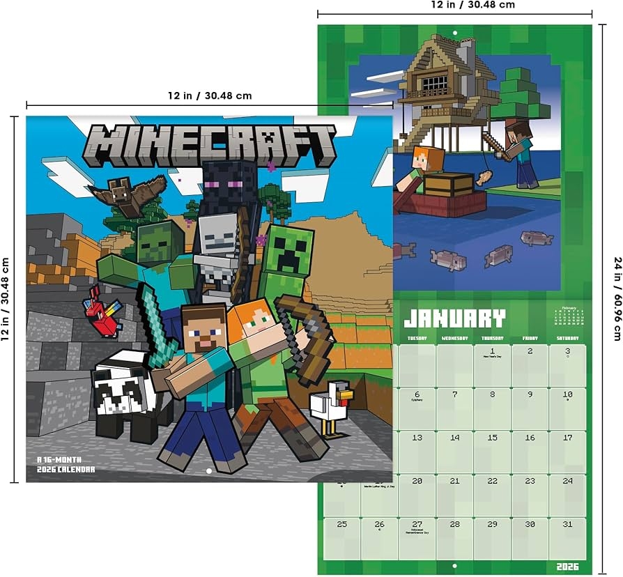 2026 Minecraft Wall Calendar Trends International 9798888285978 Amazon Books