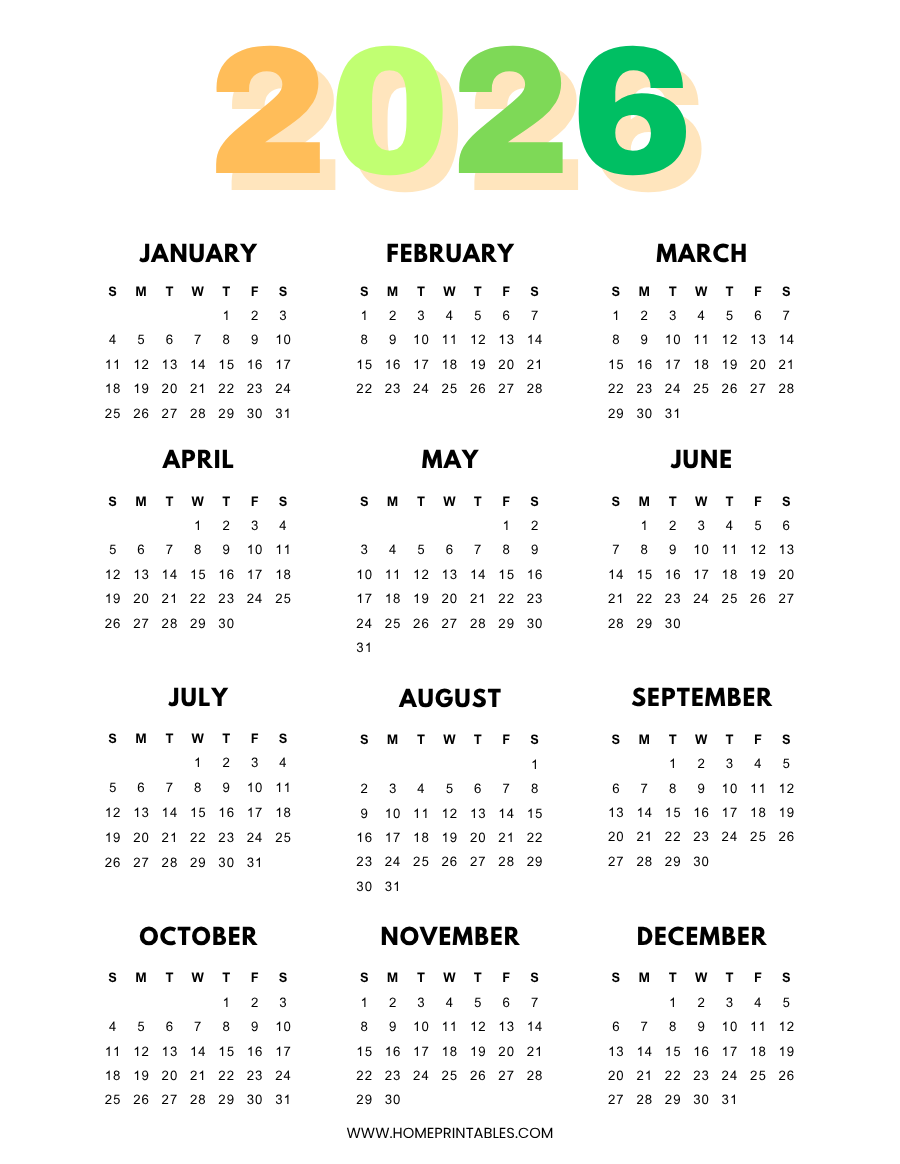 2026 Calendar Images Printable