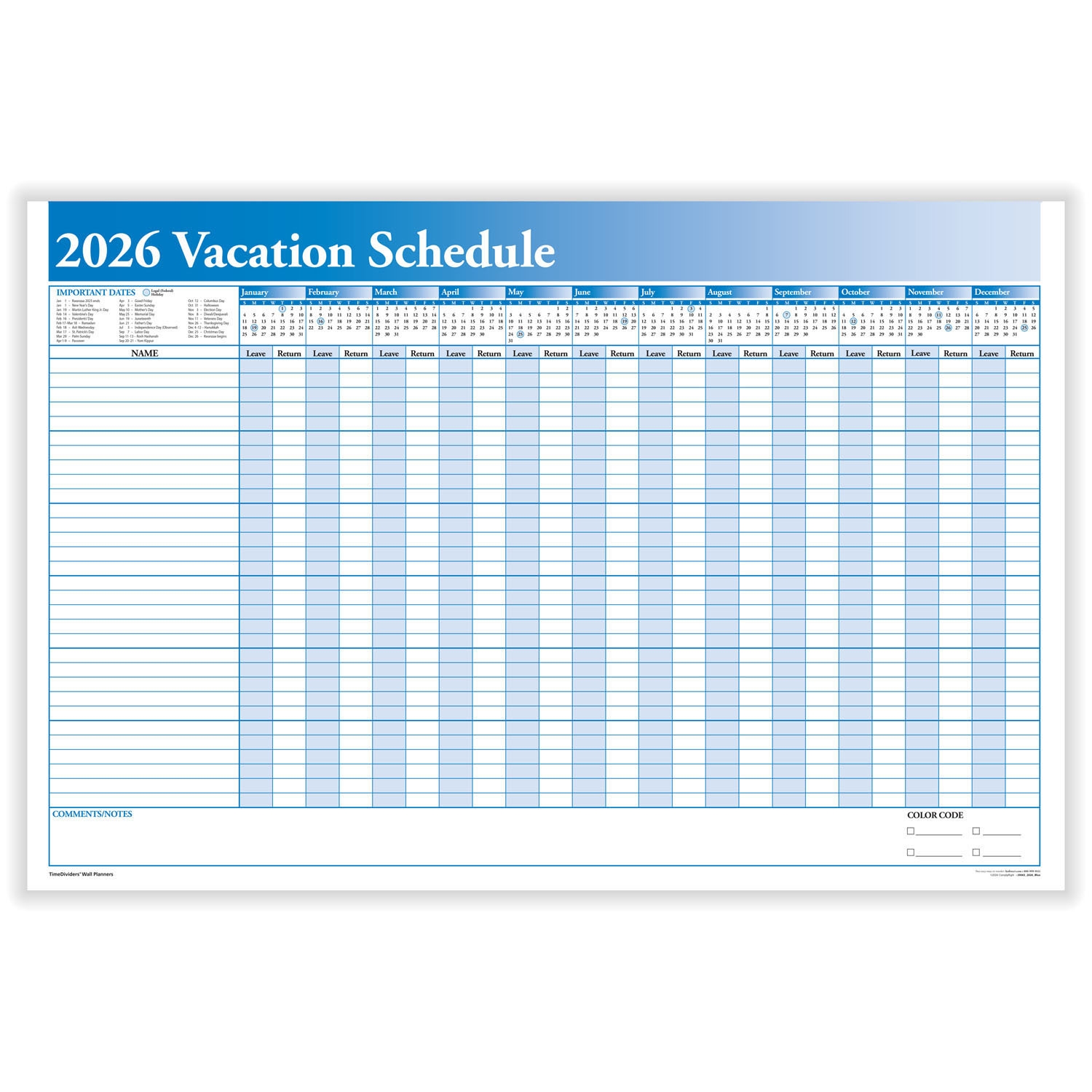 2026 Yearly Vacation Scheduler Yearly Vacation Planner HRdirect
