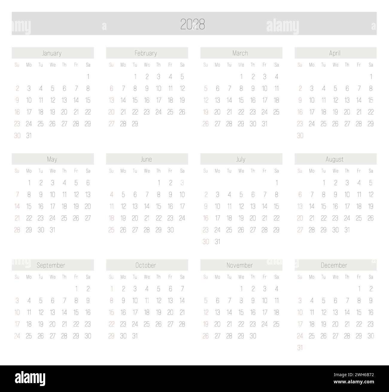 2028 Calendar Printable