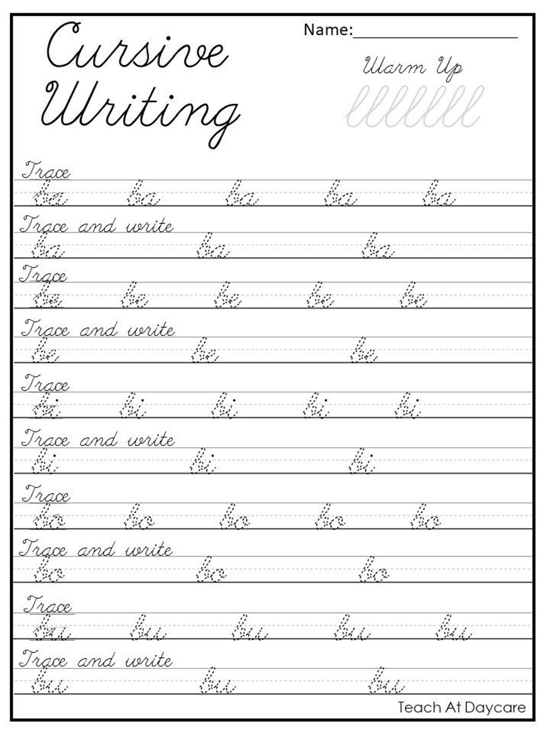 Printable Cursive Practice Worksheets