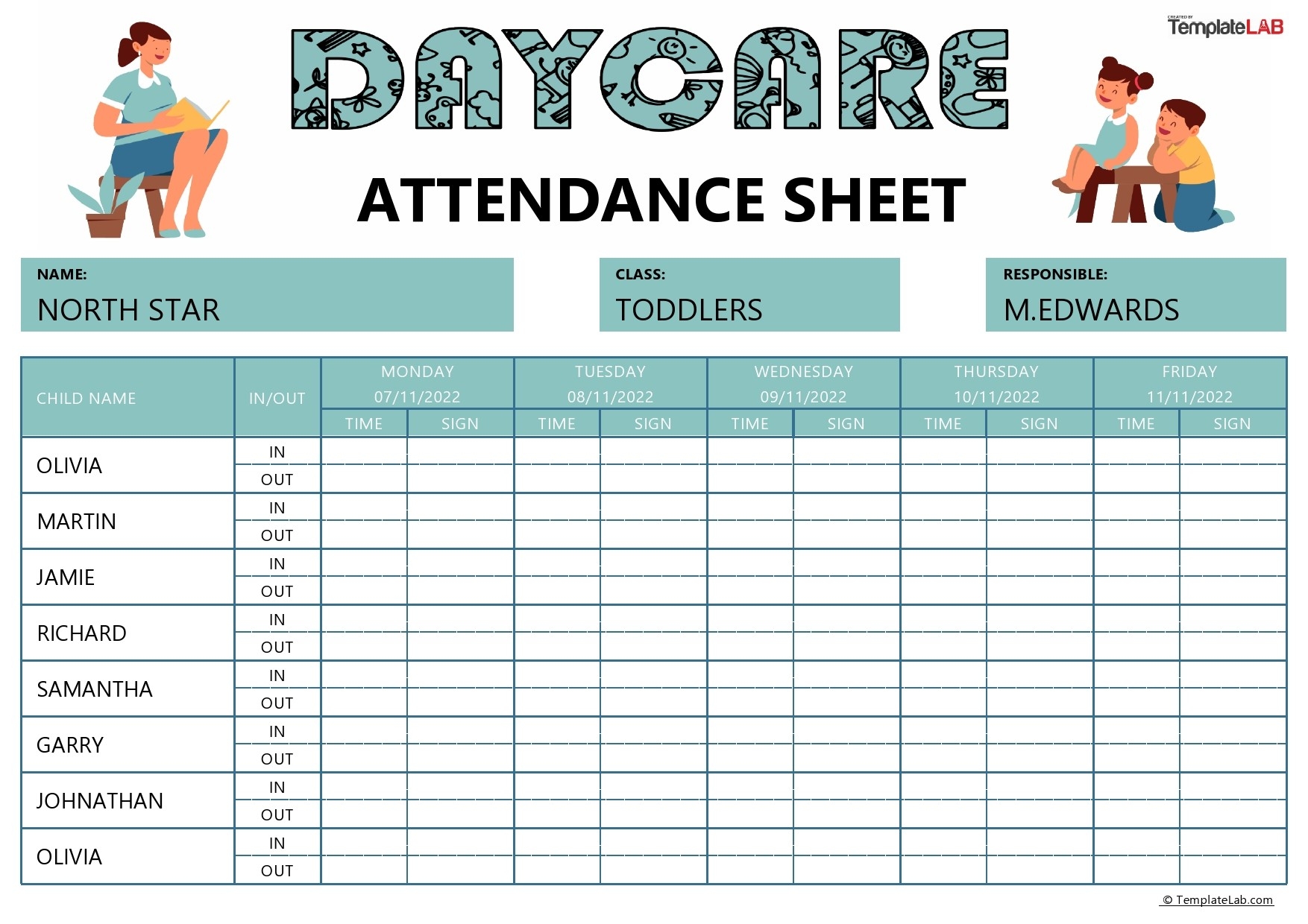 Free Printable Daily Attendance Sheet