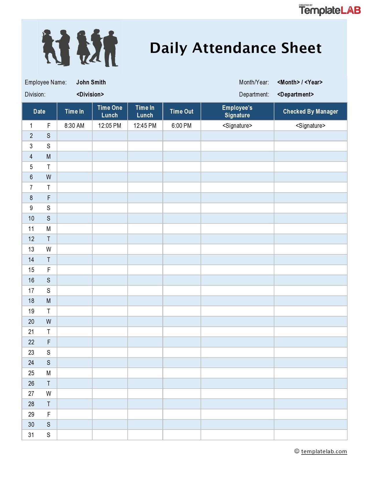 Attendance Sheet Printable Free