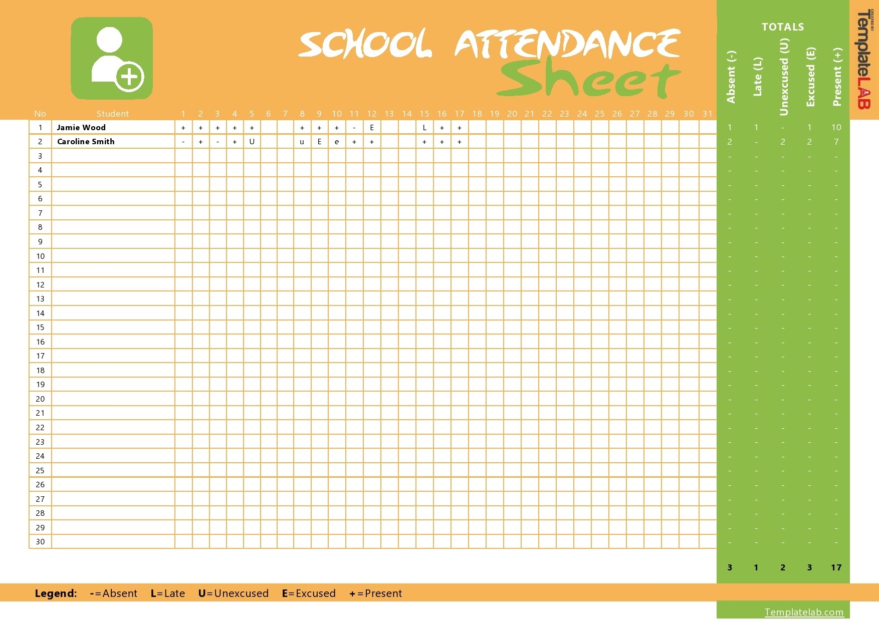 23 Free Printable Attendance Sheet Templates Word Excel 