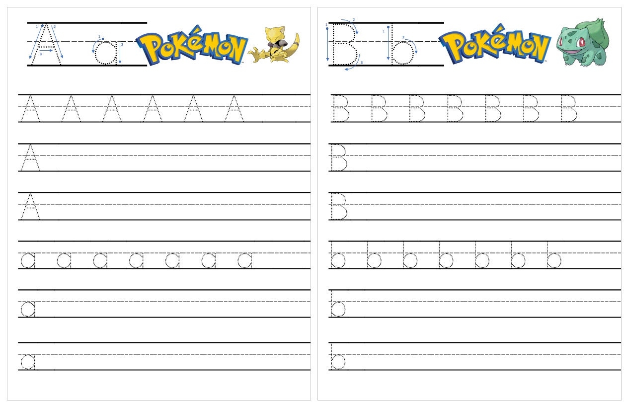 26 Pokemon Worksheets Upper U0026 Lowercase Preschool Kindergarten Learning Activity Practice