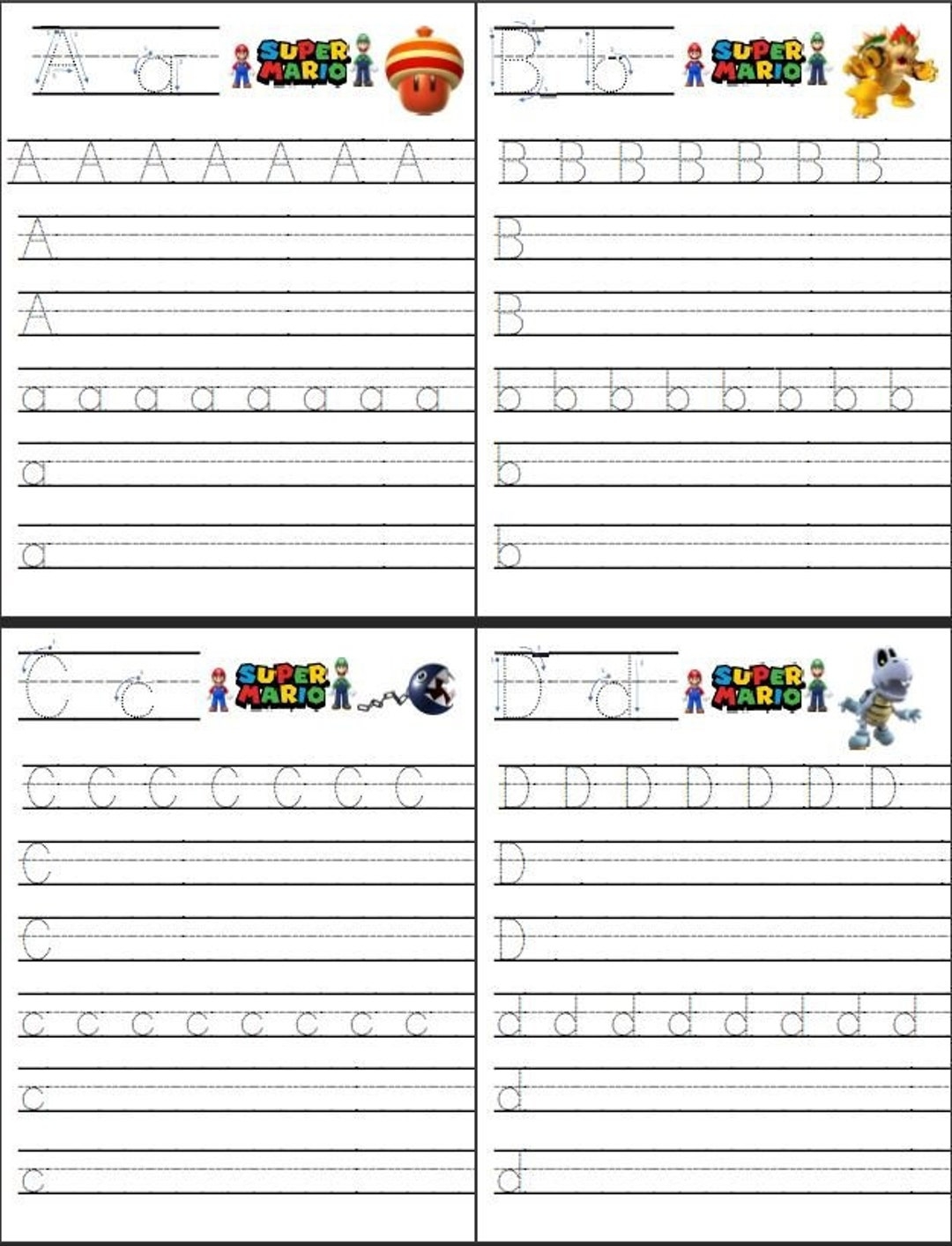 26 Super Mario Alphabet Worksheets Upper U0026 Lowercase Preschool Kindergarten Learning Activity Practice Etsy