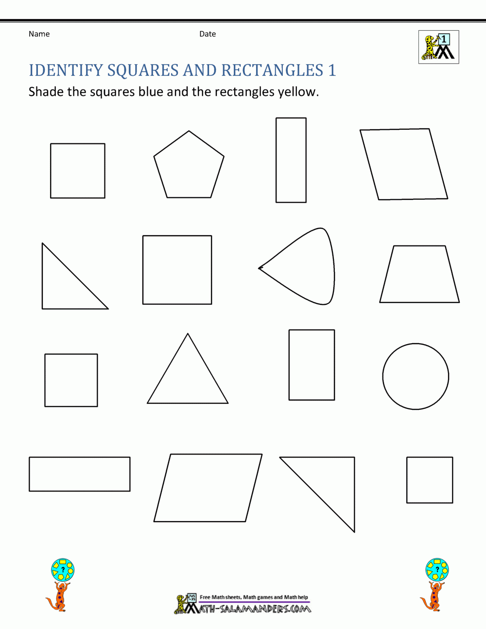 Printable Square Shape Worksheets