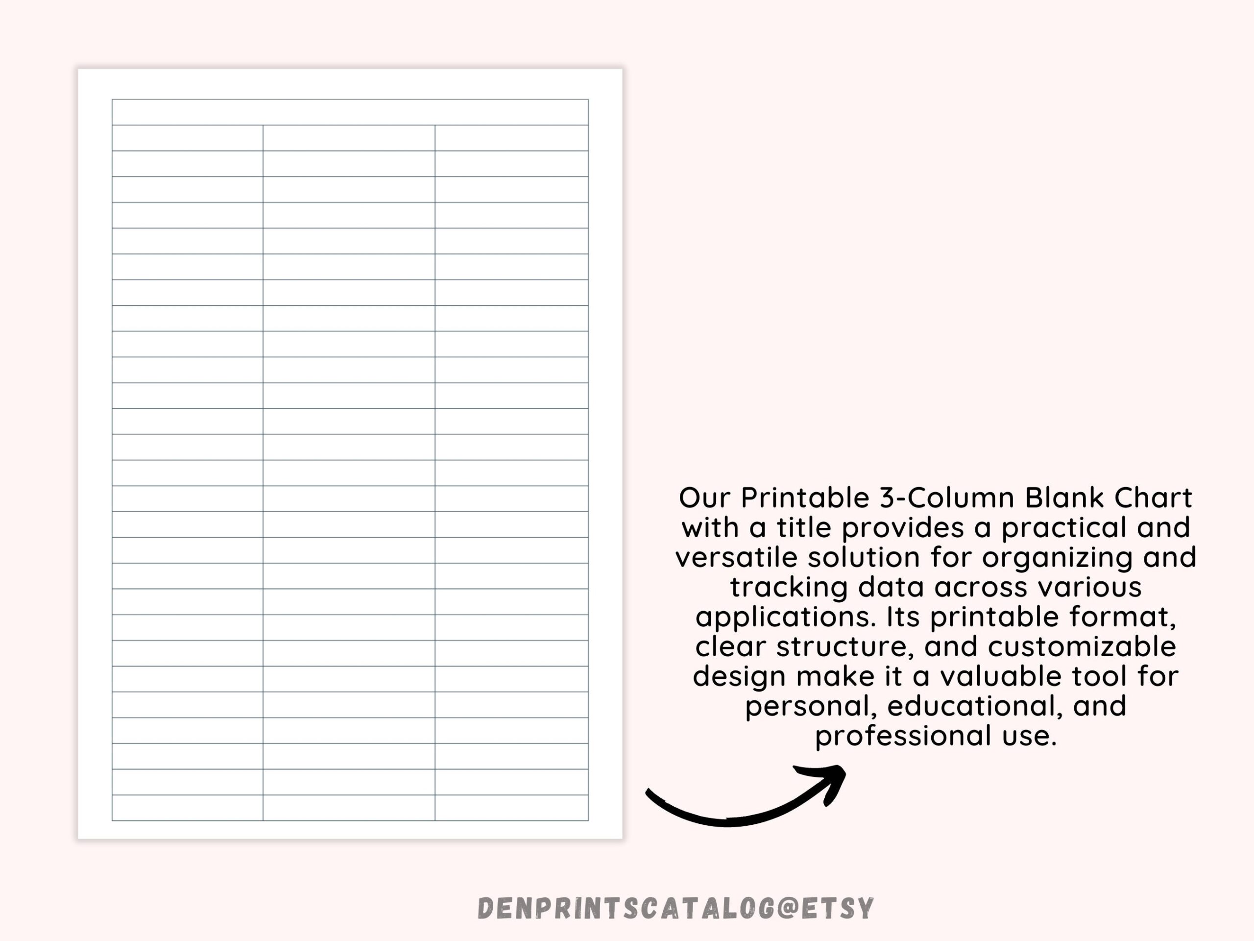 3 Blank Columns Chart Text Input Print And Write Printable Digital 