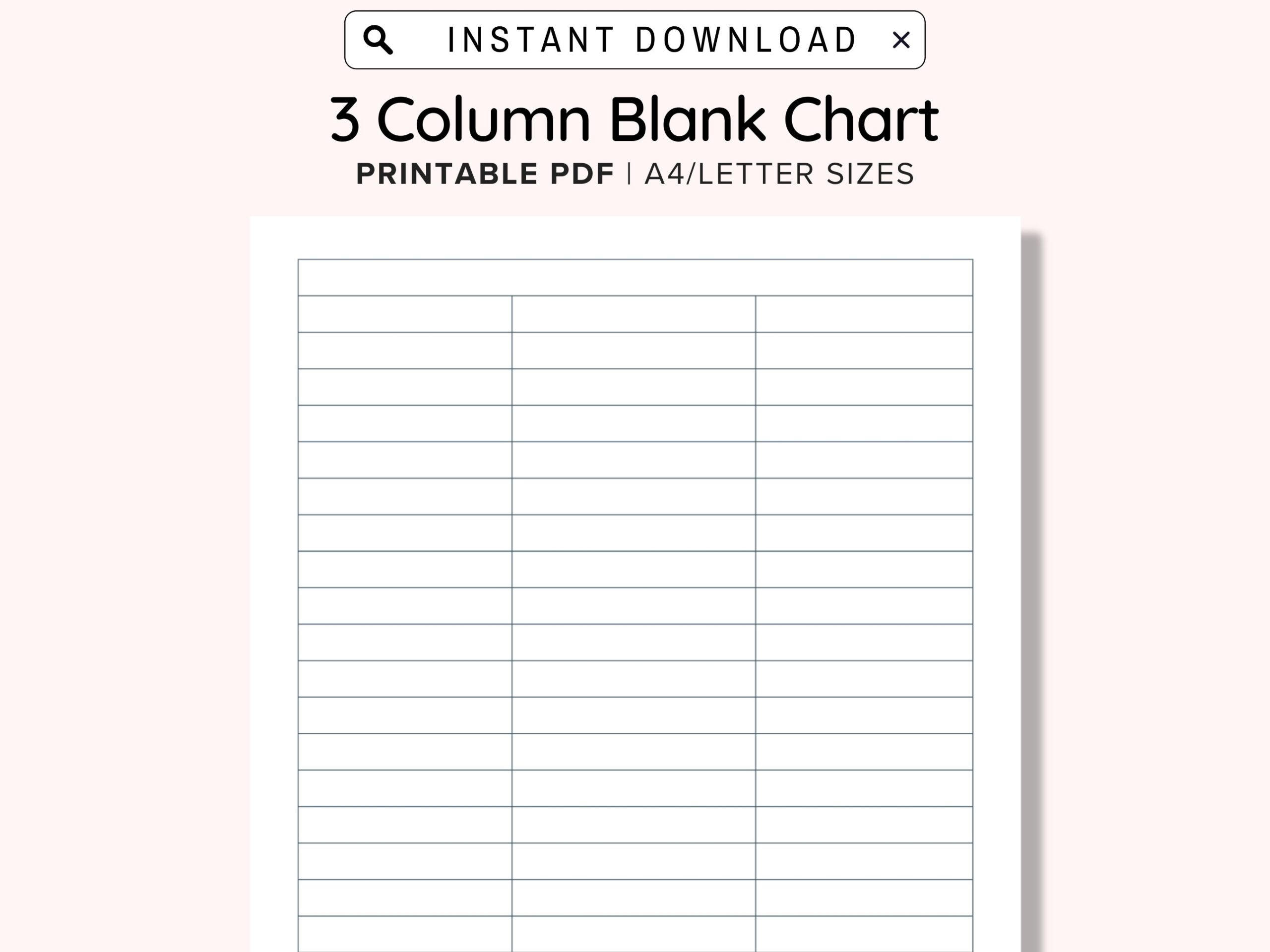Blank 3 Column Chart Printable