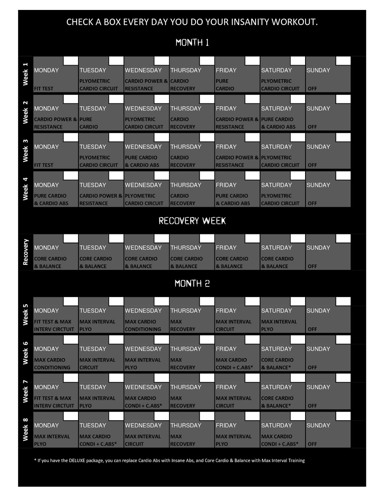 30 Calendar Max Cardio Insanity Printable Insanity Exercise Program Printable Insanity Workout 30 Calendar Max Cardio Insanity Printable Insanity Exercise Program Printable Insanity Workout