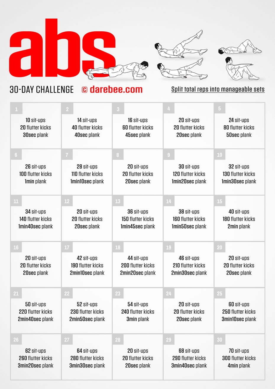 Printable 30 Day Ab Challenge Chart