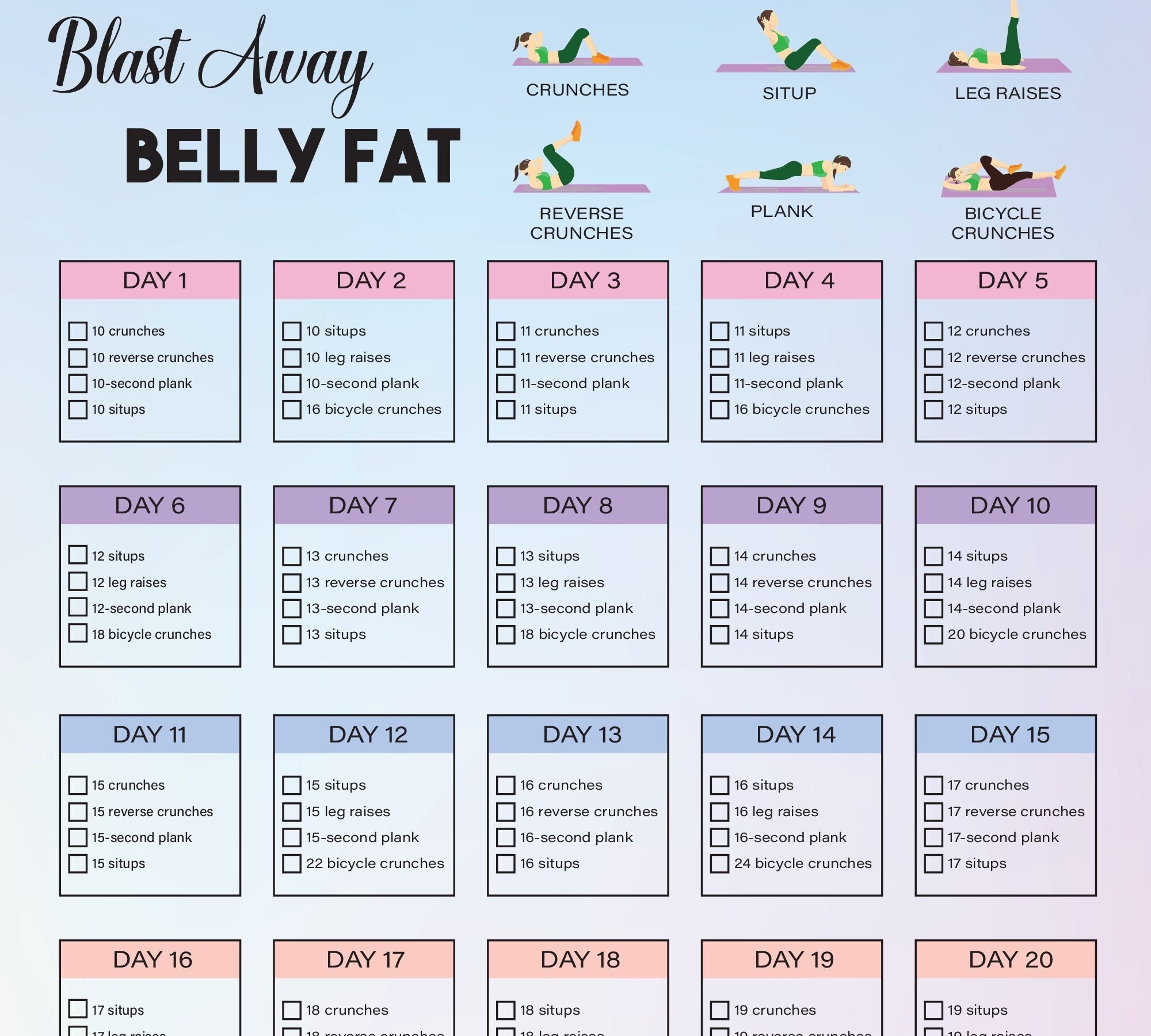 30 Day Ab Challenge Home Workout Planner digital Download Etsy 30 Day Ab Challenge Home Workout Planner digital Download Etsy