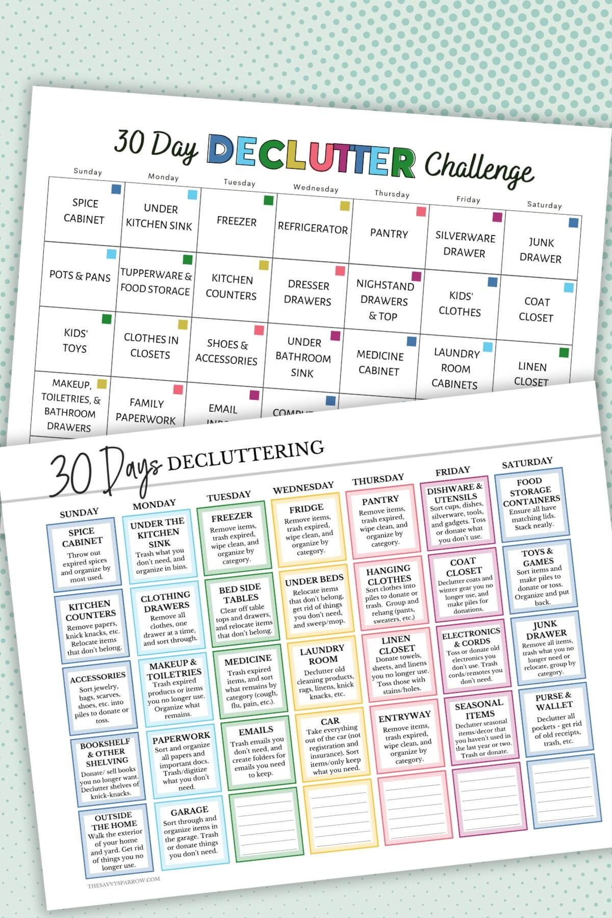 30 Day Decluttering Challenge With Printable Calendar