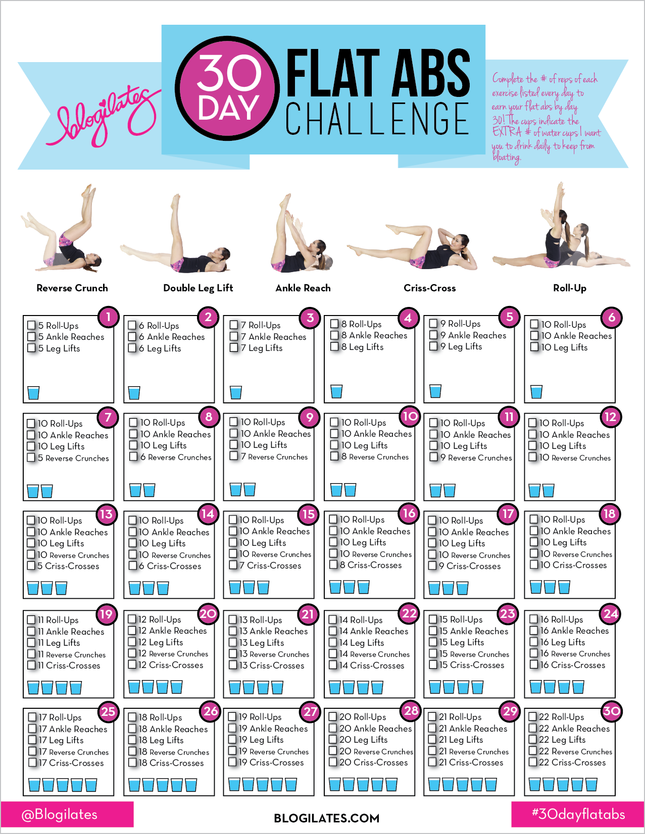30 Day Total Body Workout Challenge Printable 30 Day Ab Workout Chart 30 Day Ab Challenge Printable 30 Day