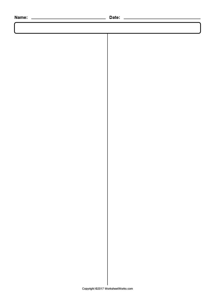 Free Printable T-Chart Graphic Organizer