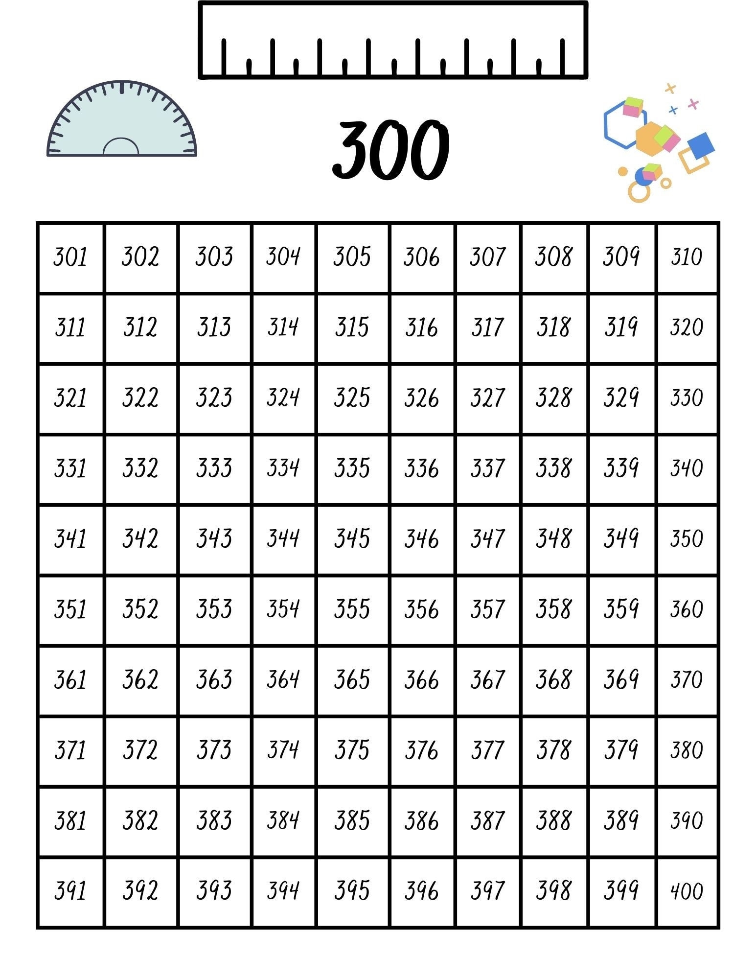 300 Chart digital Printable Etsy