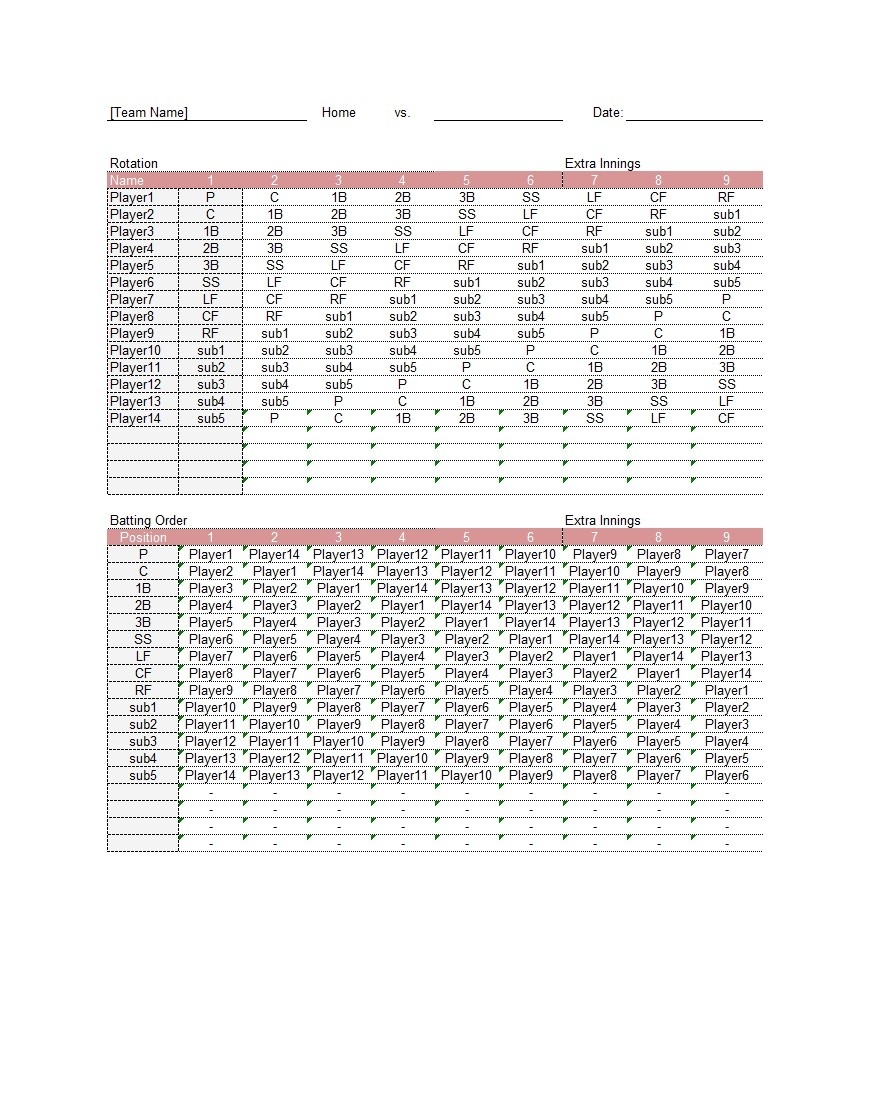 33 Printable Baseball Lineup Templates Free Download TemplateLab