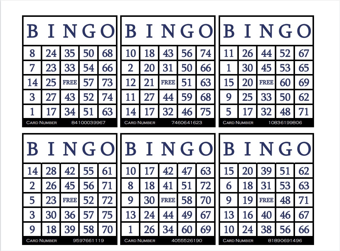 3600 Printable Bingo Cards 6 Per Page Large Activities For Seniors Kids Holidays Parties Games For Adults Zoom Bingo Cards 1 75 Ball Etsy
