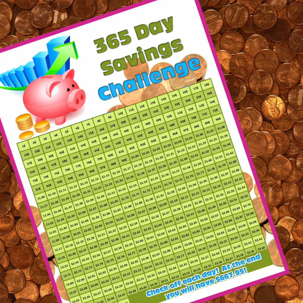 365 Day Penny Saving Challenge A FREE Printable