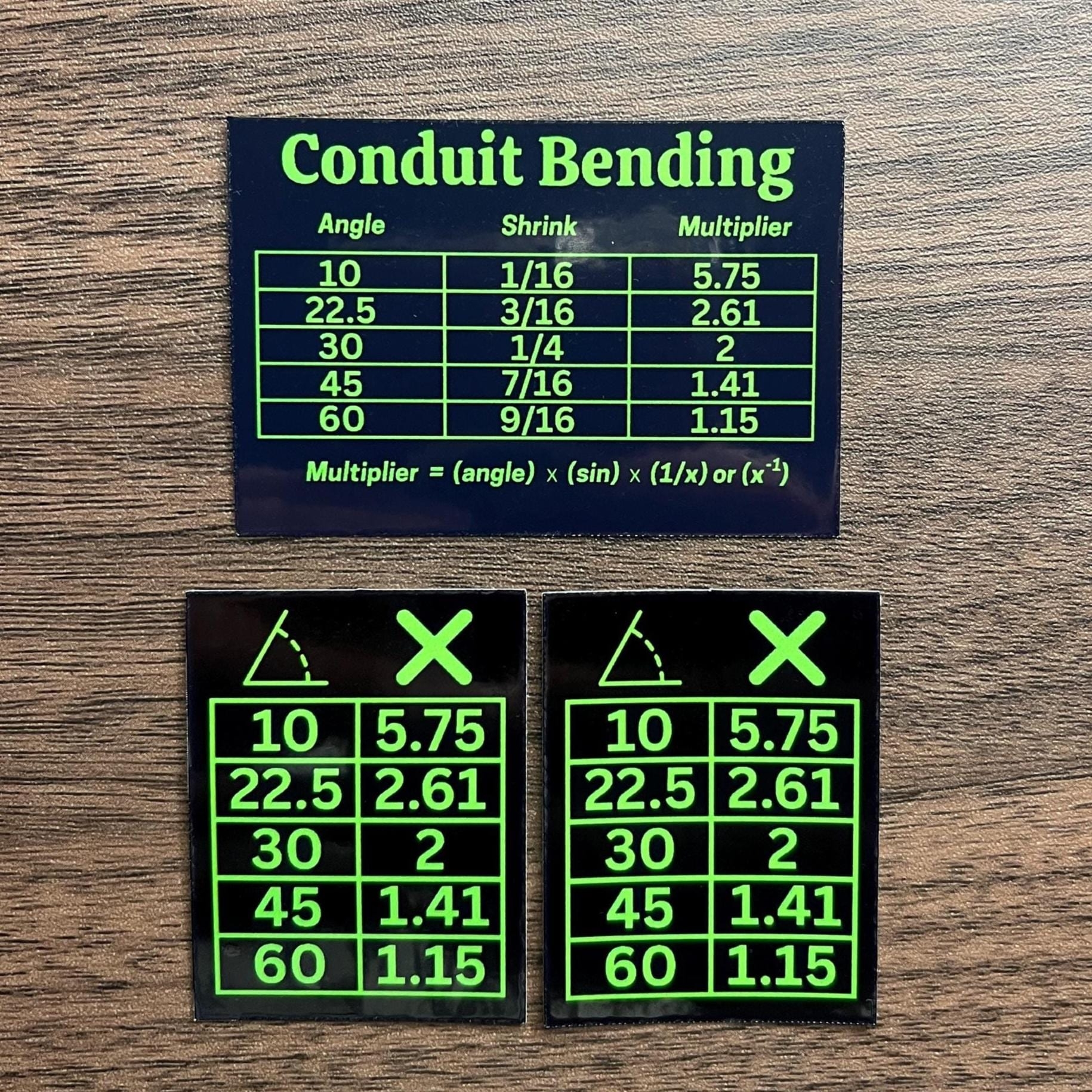 3pcs Conduit Bending Stickers Conduit Multiplier Cheat Sheet Apprentice And Journeyman Electrician Stickers Hardhat Stickers Etsy