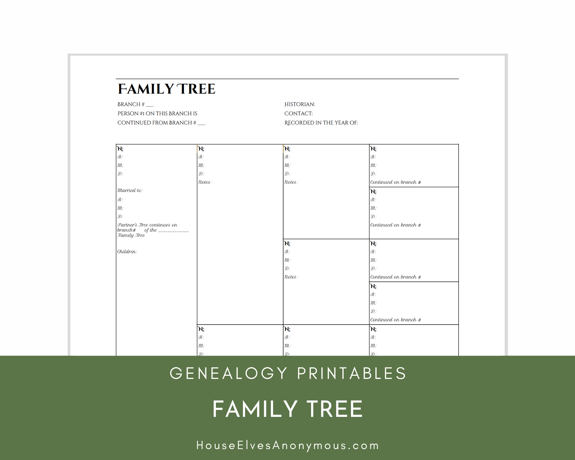 4 Generation Family Tree Chart BLACK House Elves Anonymous