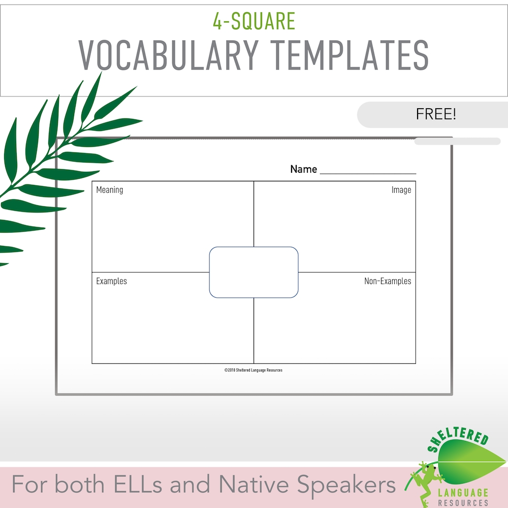 4 Square Vocabulary Templates By Teach Simple