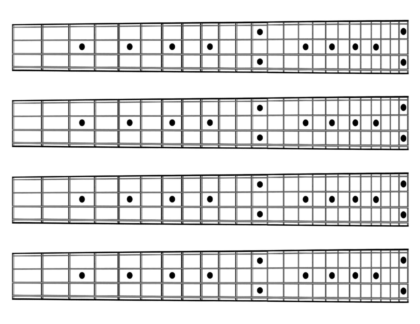 4 String Bass Chart Color Coded Bass Guitar Fretboard Note Chart 4 String Learning Guide For Beginners With Easy Setup 4 String Bass Notes