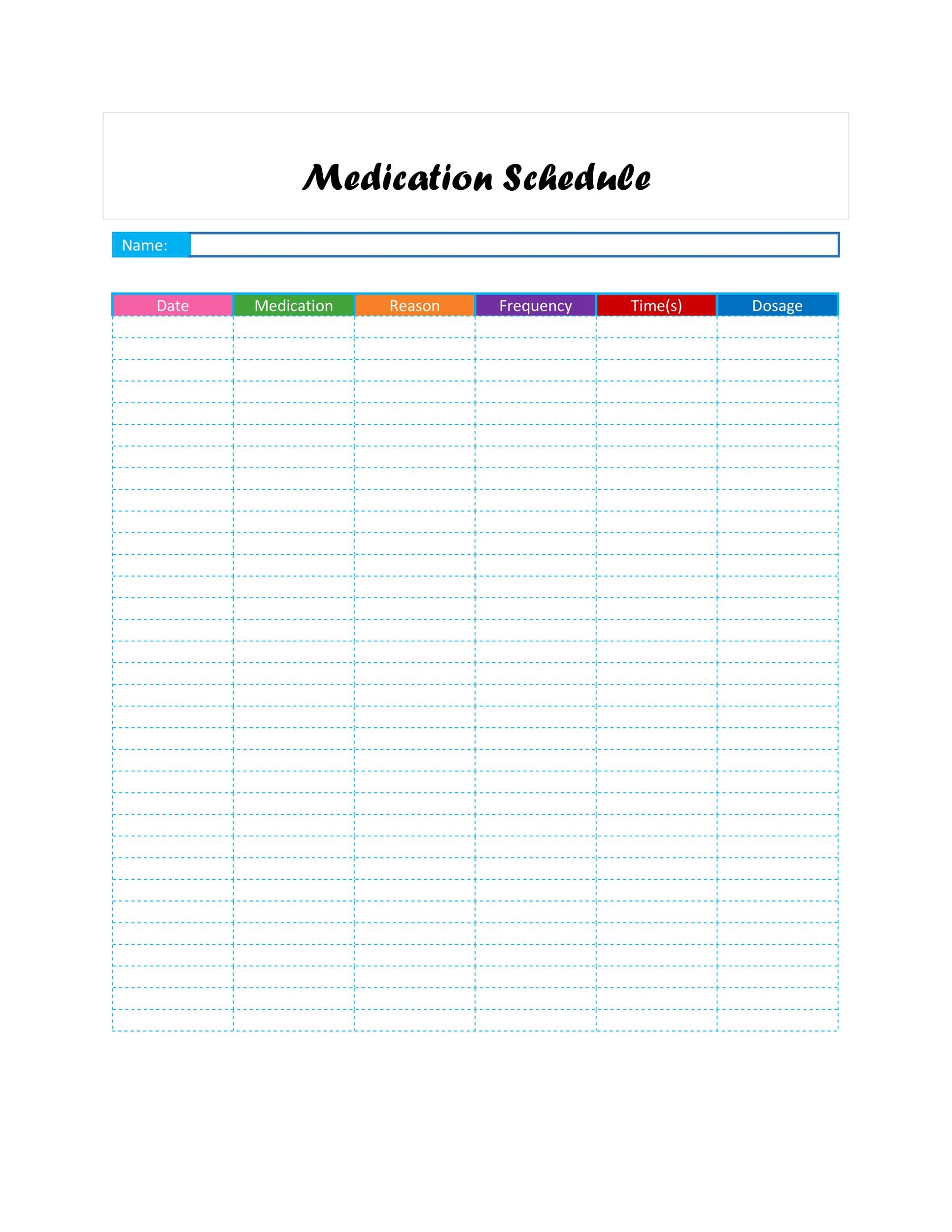 40 Great Medication Schedule Templates Medication Calendars 